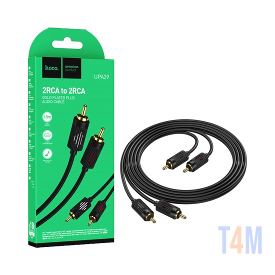 Cabo de Áudio Hoco UPA29 2RCA Vermelho e Branco para 2RCA Lotus 1,5m Preto